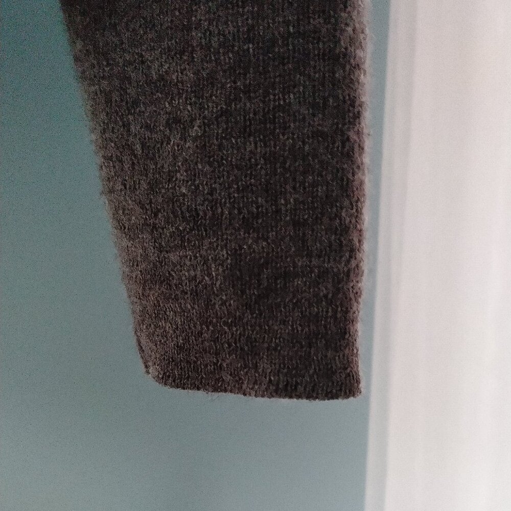 Grey Italian Merino Wool Cardigan with Ruffles - Picture 9 of 13